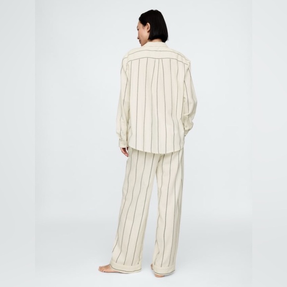 NWT Gap Body Flannel PJ Ivory and Black Stripe Set Size XS - Picture 2 of 6